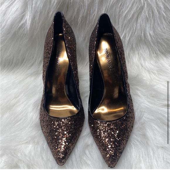 Nine West Rose Gold Glitter Pointed Toe Pumps Size 6.5 - Picture 4 of 7